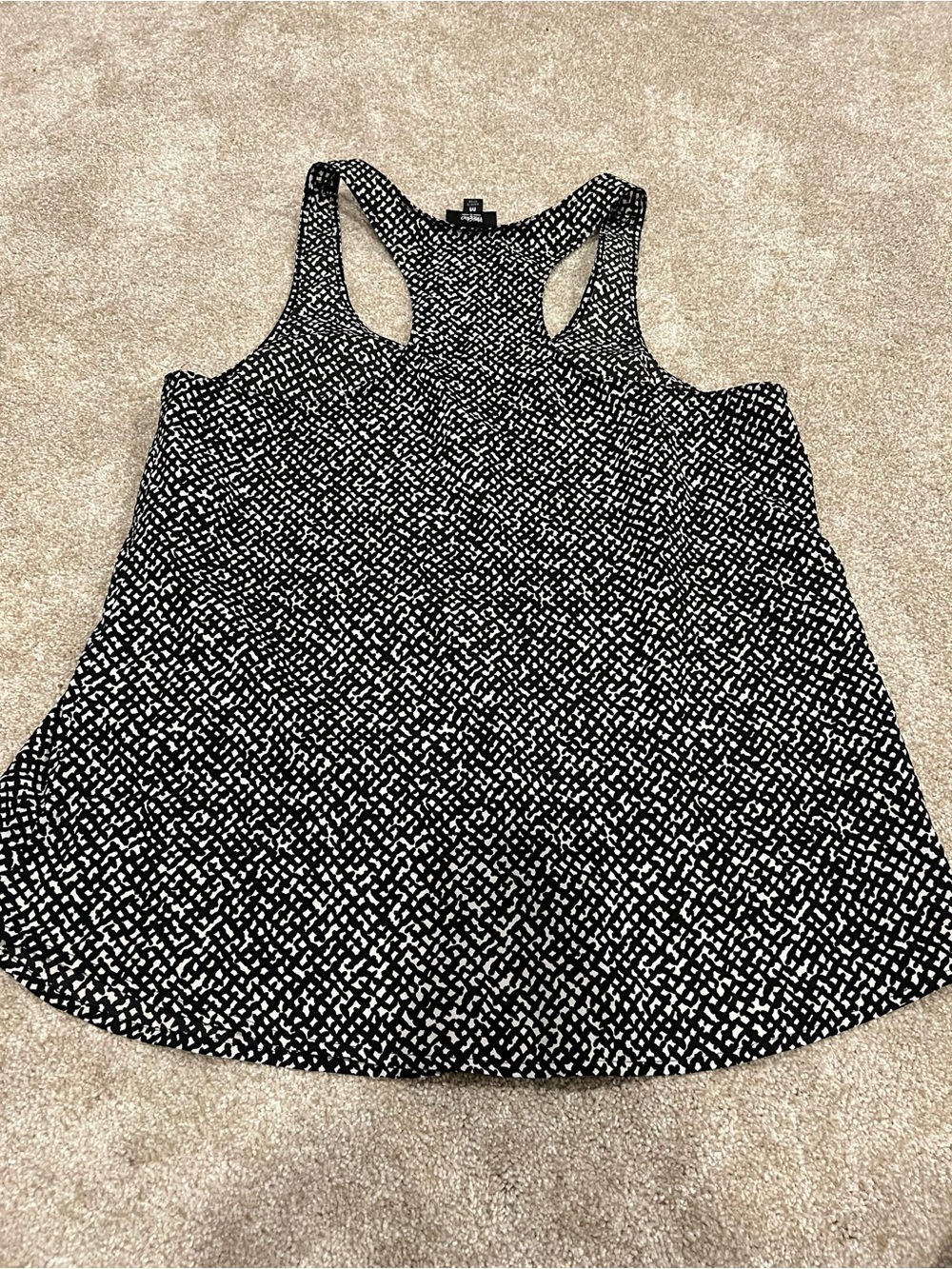 Mossimo Black & White Patterned Racerback Tank Top